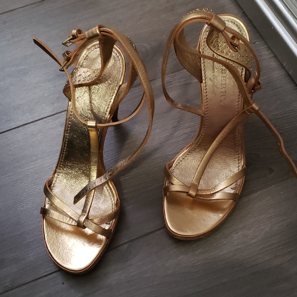 Burberry Stydded Metallic Leather Sandals - Picture 2 of 4